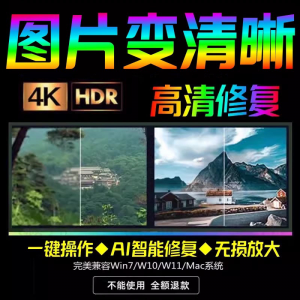 智能AI：图片相片模糊变清晰/高清修复无损放大/黑白上色彩色软件-淘淘虚拟网