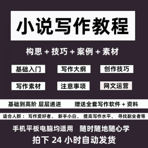 零基础小说写作教程网文新手创作技巧自学入门视频课素材大纲软件-淘淘虚拟网