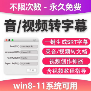 音视频转字幕软件工具包不限次数永久免费win系统适用-淘淘虚拟网